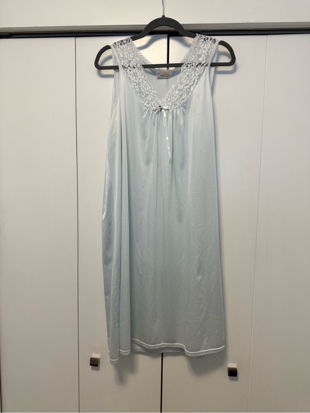 Vintage Carroll Reed Blue Lace Trim Midi Nightie Size: M Nightgown